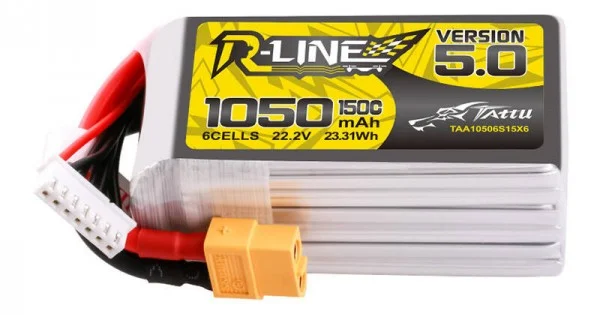 Φωτογραφία προϊόντος: Tattu R-Line 5.0 1050mAh 22.2V 6S 150C XT60 Plug Battery