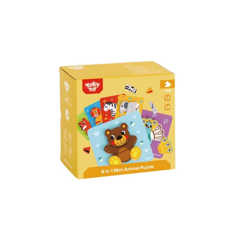 Φωτογραφία προϊόντος: Tooky Toy Ξύλινο Παζλ Ζώα 6 σε 1