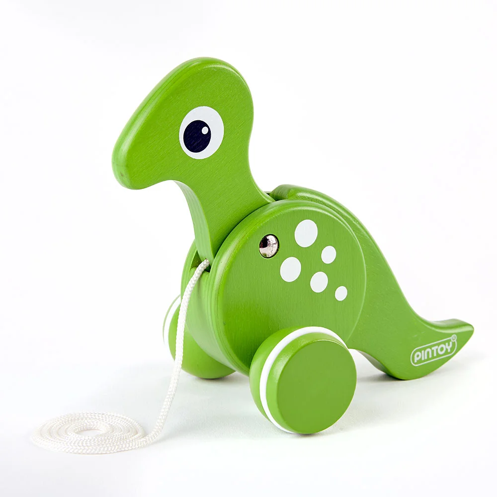 Φωτογραφία προϊόντος: Pin Toys Ξύλινη τρεχαλίτσα δεινόσαυρος Τυραννόσαυρος T-REX από μασίφ καουτσουκόδεντρο