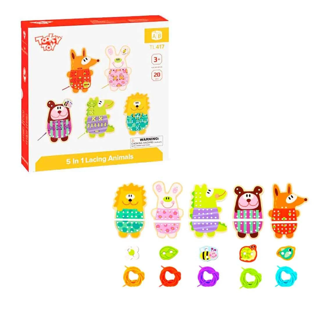 Φωτογραφία προϊόντος: Tooky Toy Ξύλινο Σετ Ζωάκια με Κορδόνι