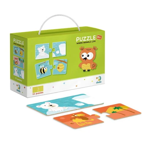 Φωτογραφία προϊόντος: Dodo Toys Παιδικό Παζλ Αντιστοίχισης 24 Κομματιών "Πού Μένουν τα Ζωάκια" – Puzzle Duo Where Animals Live (DO300117)