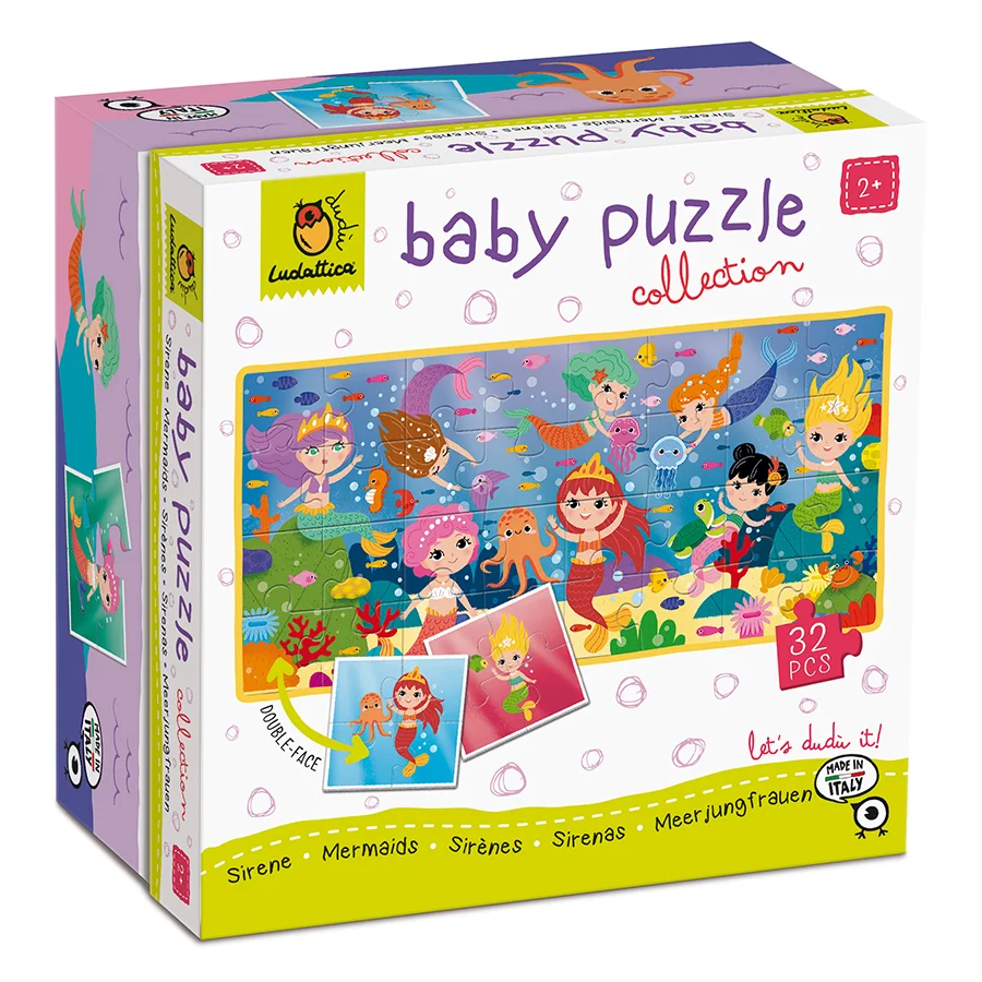 Φωτογραφία προϊόντος: Ludattica Baby Puzzle - Mermaids Γοργόνες Παζλ Διπλής Όψης 32 τμχ.
