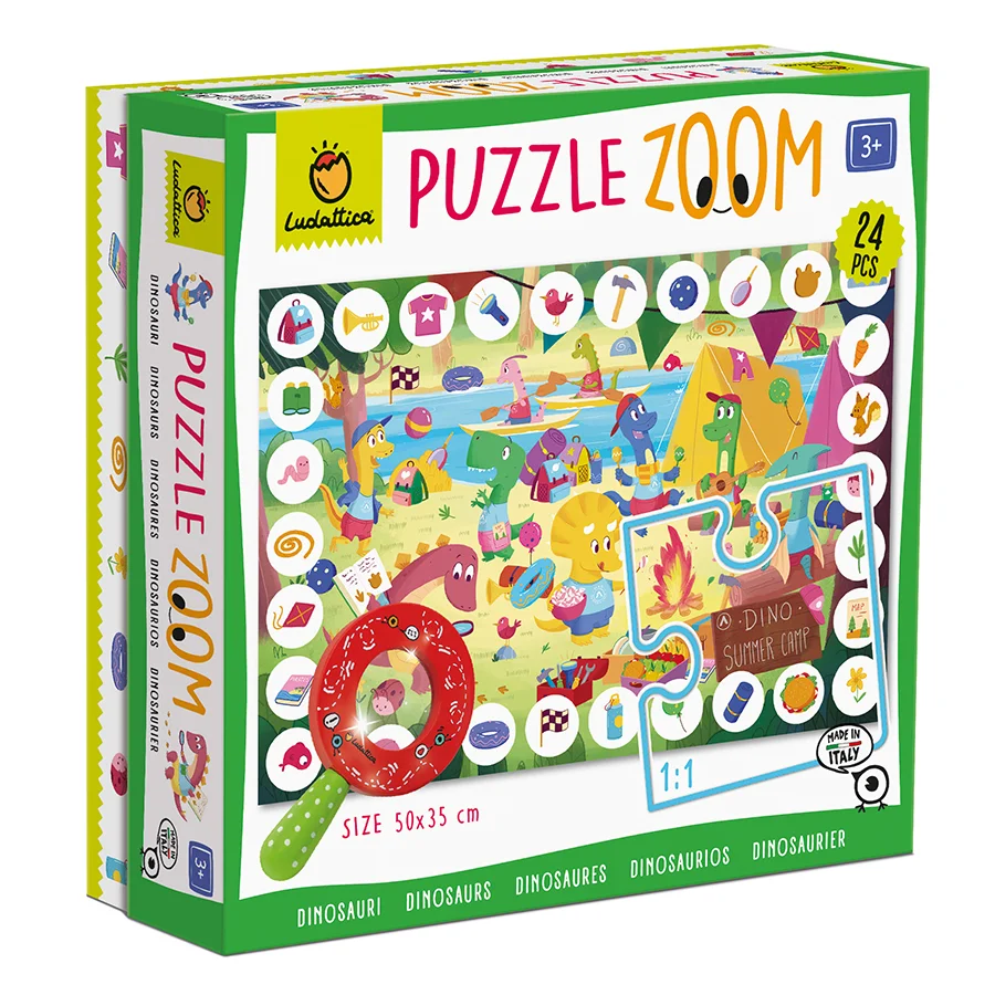 Φωτογραφία προϊόντος: Ludattica Puzzle Zoom - Dinosaurs Δεινόσαυροι Παζλ Ανακαλύπτω τα Αντικείμενα με Φακό 24τμχ.