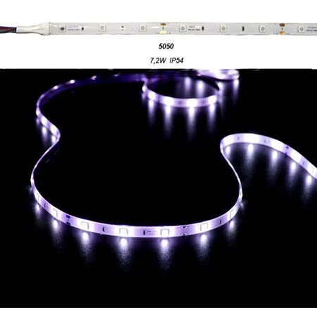 Φωτογραφία προϊόντος: ΤΑΙΝΙΑ LED 5m 12VDC 7.2W/m 5050 30LED/m RGB IP54