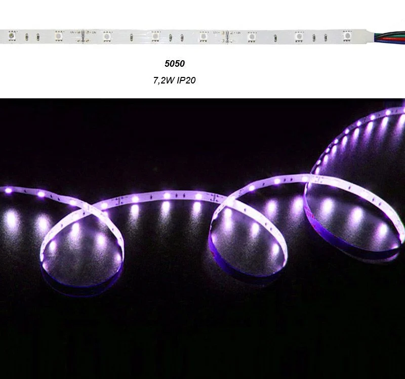 Φωτογραφία προϊόντος: ΤΑΙΝΙΑ LED 5m 12VDC 7.2W/m 5050 30LED/m RGB IP20