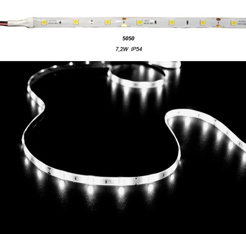 Φωτογραφία προϊόντος: ΤΑΙΝΙΑ LED 5m 12VDC 7.2W/m 5050 30LED/m ΨΥΧΡΟ 6500K IP54