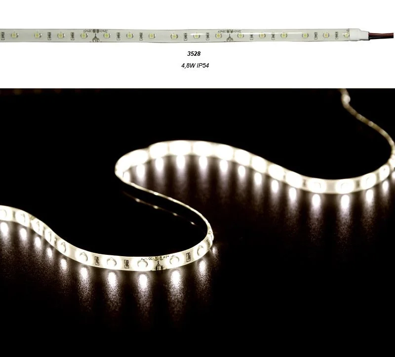 Φωτογραφία προϊόντος: ΤΑΙΝΙΑ LED 5m 12VDC 4.8W/m 3528 60LED/m ΘΕΡΜΟ 3000K IP54