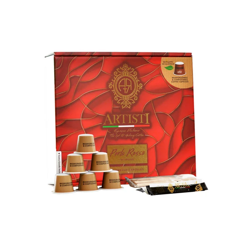 Φωτογραφία προϊόντος: Artisti Perla Rossa 70% Arabica 30% Robusta συμβατές κάψουλες Nespresso - 50 τεμάχια