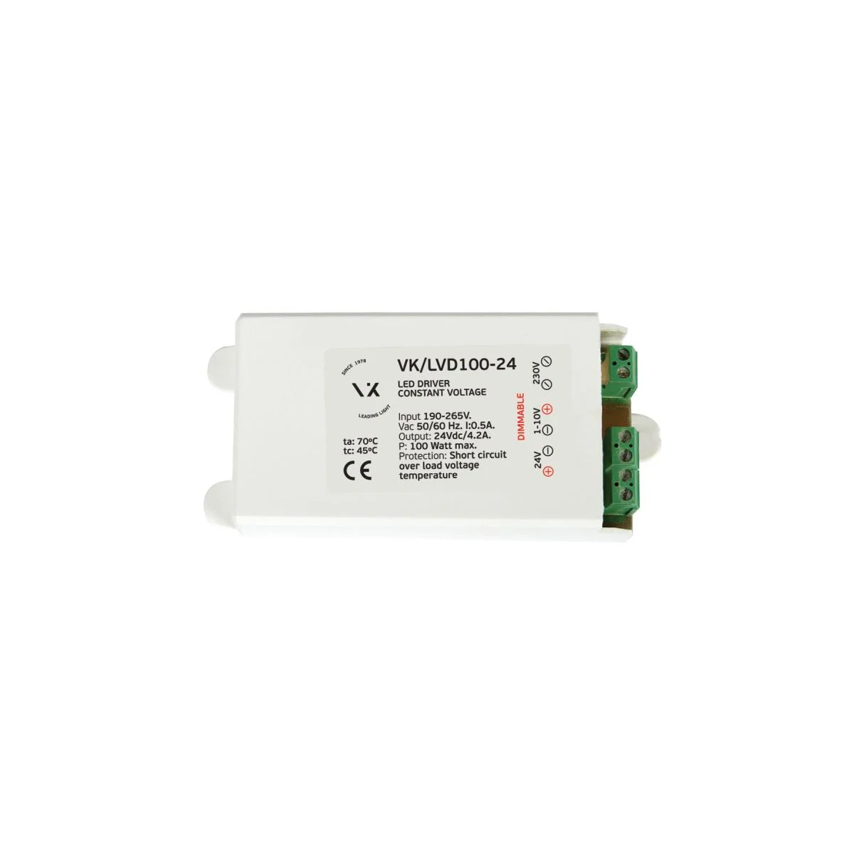 Φωτογραφία προϊόντος: VK Lighting Dimmable Τροφοδοτικό LED IP54 Ισχύος 100W με Τάση Εξόδου 24V 78000-370016