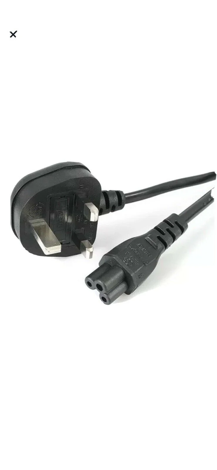 Φωτογραφία προϊόντος: Mains cable 3-pin. UK -> clover leaf (NB / TFT / AIO)