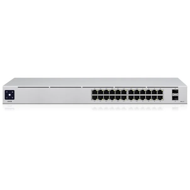 Φωτογραφία προϊόντος: Ubiquiti Switch UniFi 24xRJ45 GBit/2xSFP Managed 16xPoE 95W Gen2 19" Rack-Mountable, Fanless, 1,3" Touchscreen USW-24-POE 0817882028554