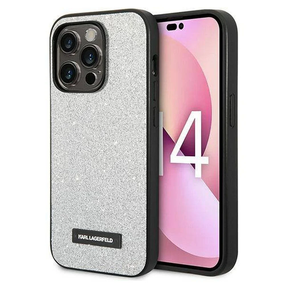 Φωτογραφία προϊόντος: Original faceplate case KARL LAGERFELD KLHCP14XG2ELS for iPhone 14 PRO MAX (Solid Glitter Plaque Logo / silver)