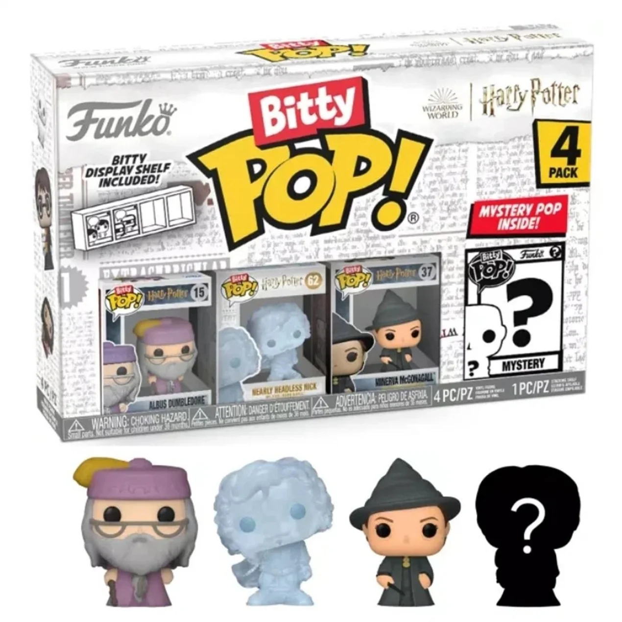 Φωτογραφία προϊόντος: Φιγούρες Funko Bitty POP! Harry Potter - Albus Dumbledore, Nearly Headless Nick, Minerva McGonagall +amp; Chase Mystery 4-Pack Φιγούρες