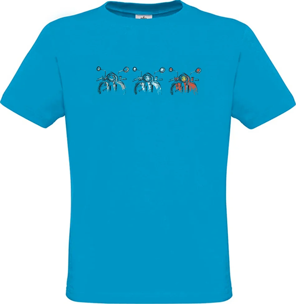 Φωτογραφία προϊόντος: ΟΕΜ Ανδρικό T-Shirt Ανοιχτό Μπλε Βαμβακερό με στάμπα Τρείς Βέσπα - p28LB (Γαλάζιο)