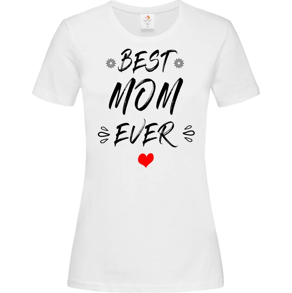 Φωτογραφία προϊόντος: ΟΕΜ Γυναικείο T-Shirt Άσπρο Βαμβακερό με τύπωμα Best Mom Ever - 000409w (Ασπρο)