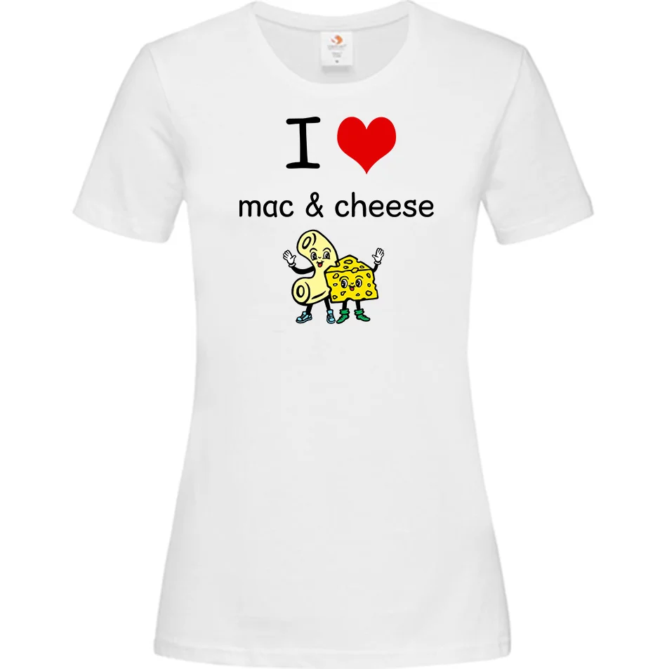 Φωτογραφία προϊόντος: ΟΕΜ Γυναικείο T-Shirt Άσπρο Βαμβακερό με Τύπωμα I Love Mac & Cheese - 000419Ww (Ασπρο)