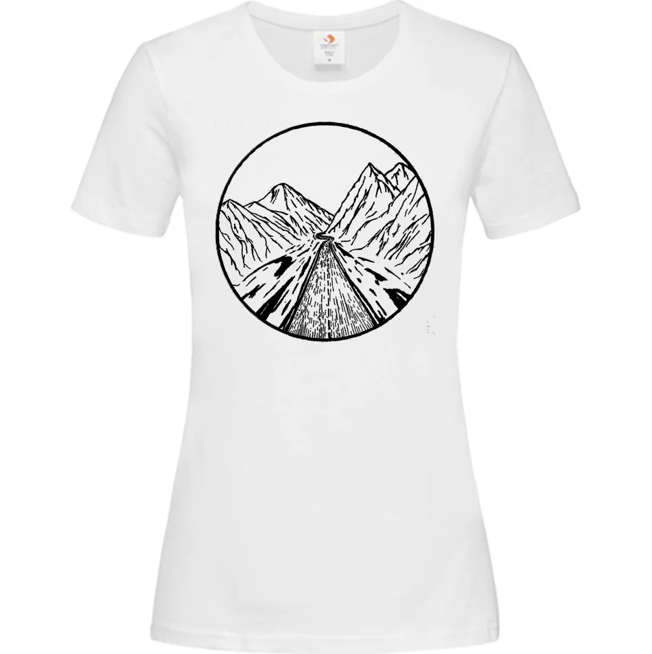 Φωτογραφία προϊόντος: ΟΕΜ Γυναικείο T-Shirt Άσπρο Βαμβακερό με Ψηφιακή Εκτύπωση Βουνά - 000356wWOMAN (Ασπρο)