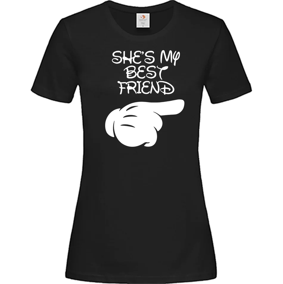 Φωτογραφία προϊόντος: ΟΕΜ Γυναικείο T-Shirt Μαύρο Βαμβακερό με Τύπωμα She Is My Best Friend - 000404b (Μαύρο)