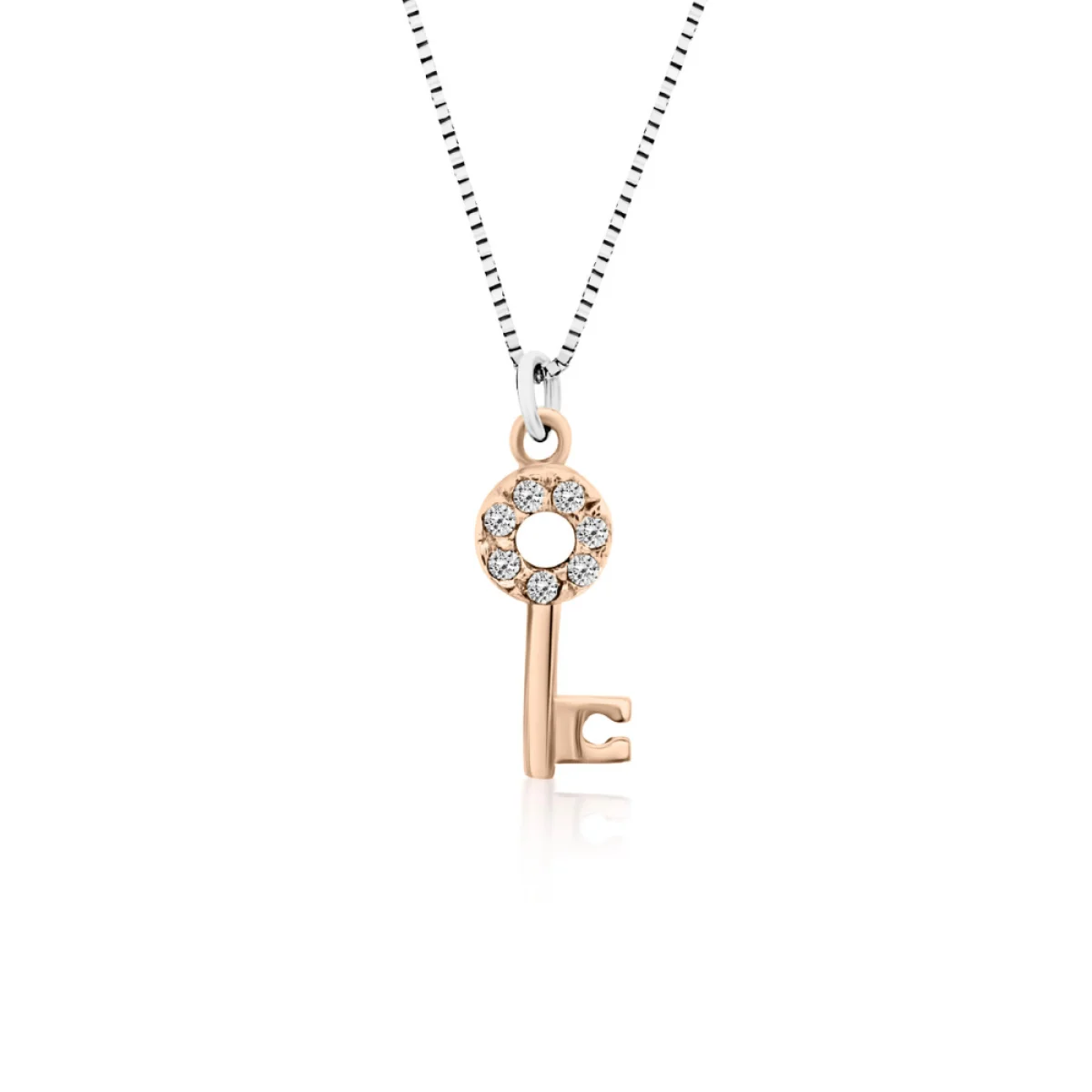 Φωτογραφία προϊόντος: Chrilia Collection Κολιέ κλειδί, Κ14 ροζ χρυσό με ζιργκόν, ko2311