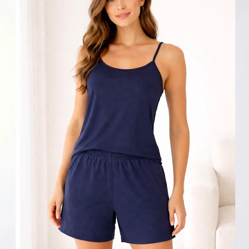 Φωτογραφία προϊόντος: AA UNDERWEAR A.A UNDERWEAR Πιτζάμα Λεπτή Τιράντα Γυναικεία 100% Cotton Μπλε