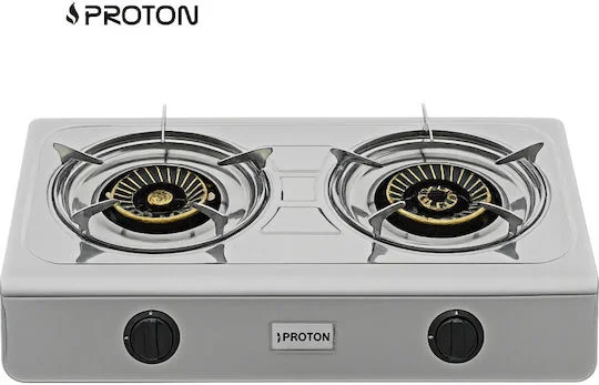 Φωτογραφία προϊόντος: Proton SS07 Επιτραπέζια Εστία Υγραερίου Διπλή Inox Με Θερμοκόπια
