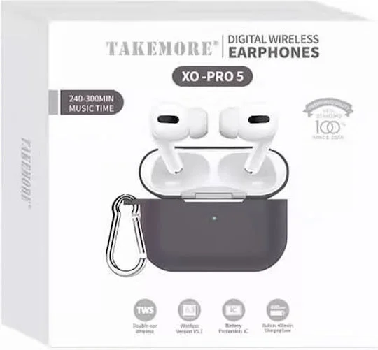Φωτογραφία προϊόντος: Takemore XO-Pro 5 In-ear Bluetooth Handsfree Ακουστικά με Θήκη Φόρτισης Μαύρα 49380207