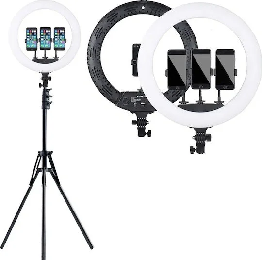 Φωτογραφία προϊόντος: Ring Light Led Ring Light with 3 mobile holders 45cm 2700-6500K με Τρίποδο Δαπέδου και Βάση για Κινητό