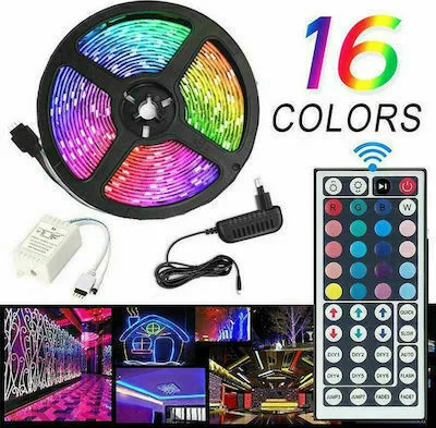 Φωτογραφία προϊόντος: Ταινία LED 12V RGB Φως 5m Τύπου SMD5050 με Τροφοδοτικό + Τηλεχειριστήριο 03032002