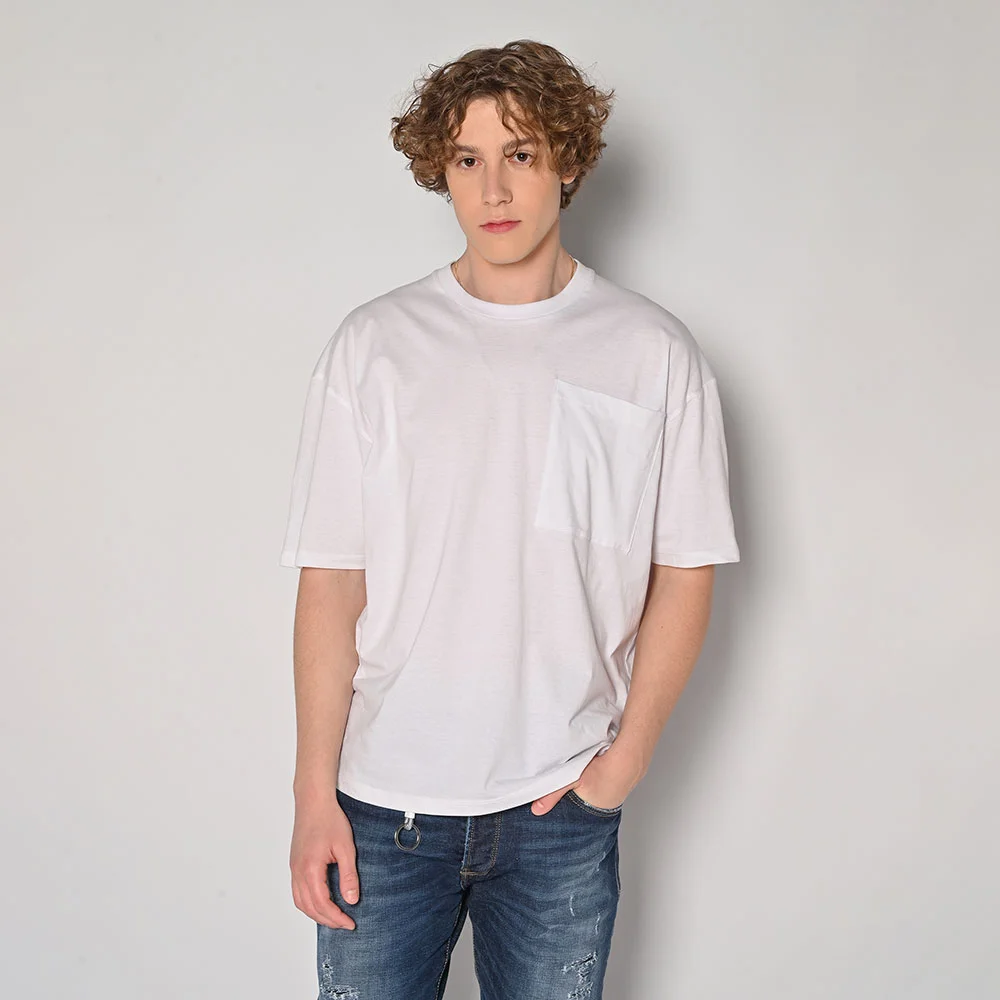 Φωτογραφία προϊόντος: T-shirt Ανδρικό Brokers Με Τσέπη White Oversized