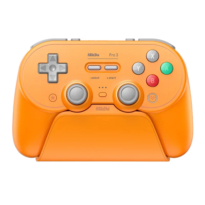 Φωτογραφία προϊόντος: 8BitDo Pro 3 Bluetooth Gamepad με Charging Dock (2.4G/BT/USB) για Switch(1&2)/Windows/Android/Apple/SteamOS – Orange