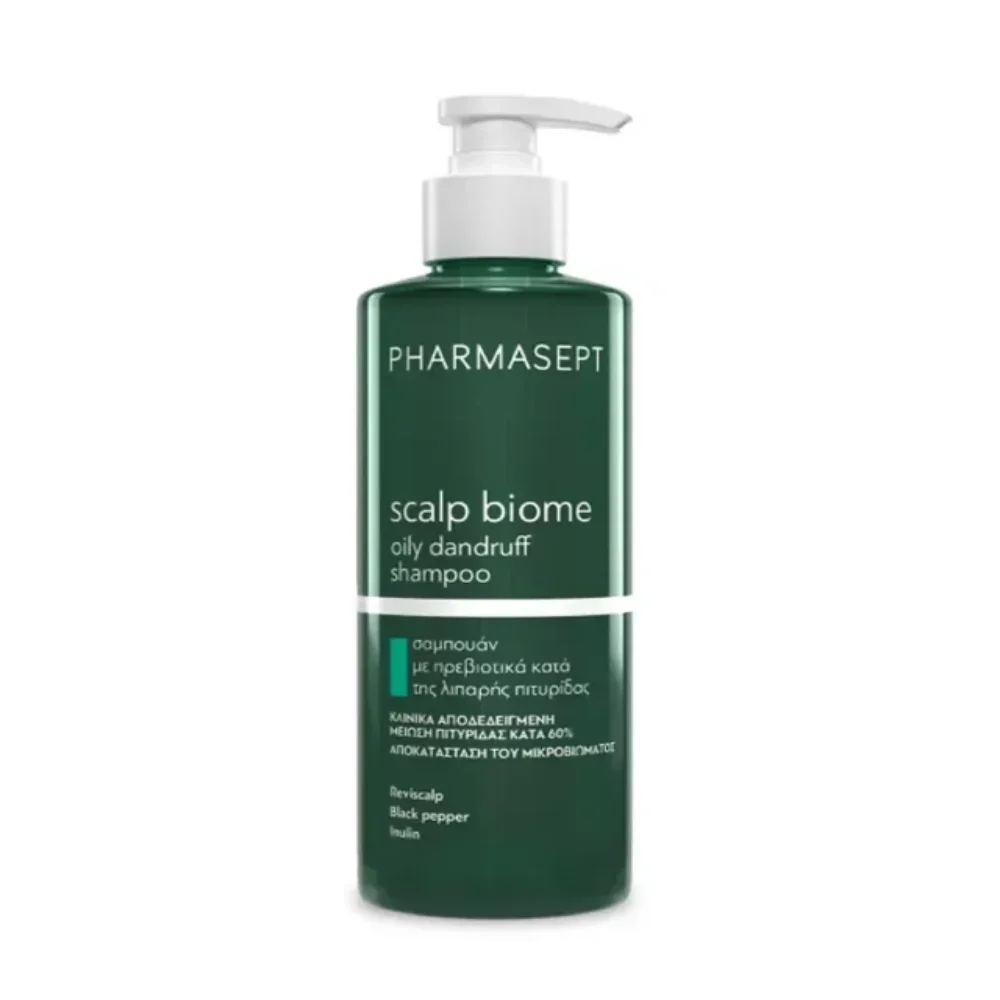 Φωτογραφία προϊόντος: Pharmasept scalp biome oily dandruff shampoo σαμπουάν με πρεβιοτικά κατά της λιπαρής πιτυρίδας 400ml