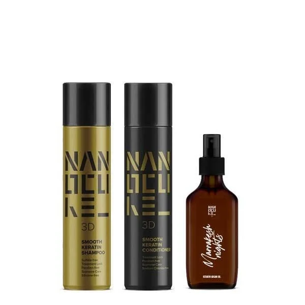 Φωτογραφία προϊόντος: Keratin Nanocure® 3D Smooth Trio (Shampoo 500ml, Conditioner 500ml, Argan Oil 100ml)