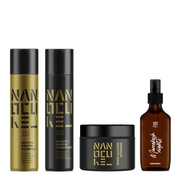 Φωτογραφία προϊόντος: Keratin Nanocure® 3D Smooth Full Pack (Shampoo 500ml, Conditioner 500ml, Mask 250ml, Argan Oil 100ml)