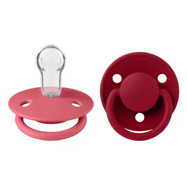 Φωτογραφία προϊόντος: BIBS ΣΕΤ ΠΙΠΙΛΕΣ 2ΤΜΧ – DE LUX – CORAL/RUBY– ΣΤΡΟΓΓΥΛΗ/ΣΙΛΙΚΟΝΗ ONESIZE