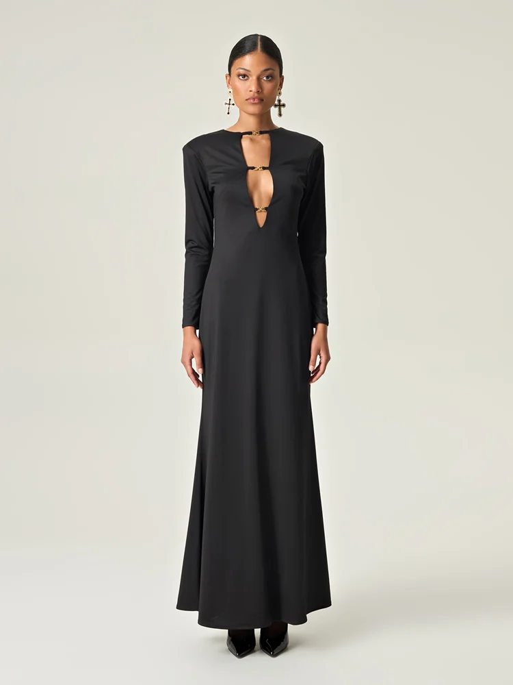 Φωτογραφία προϊόντος: Obsidian temptation black maxi dress EVELEYA