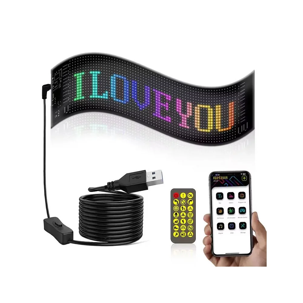 Φωτογραφία προϊόντος: Εύκαμπτη LED πινακίδα RGB Bluetooth με κινούμενες εικόνες και κείμενο μέσω εφαρμογής