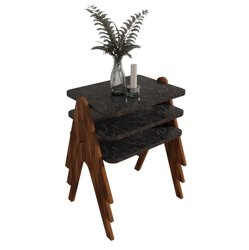 Φωτογραφία προϊόντος: B2BMarkt ΣΕΤ 3ΤΜΧ ΒΟΗΘΗΤΙΚΑ ΤΡΑΠΕΖΑΚΙΑ REACHER HM18176.02 ΜΕΛΑΜΙΝΗ ΣΕ ΚΑΡΥΔΙ-ΜΑΥΡΟ ΜΑΡΜΑΡΟ 40x30x40Υεκ.