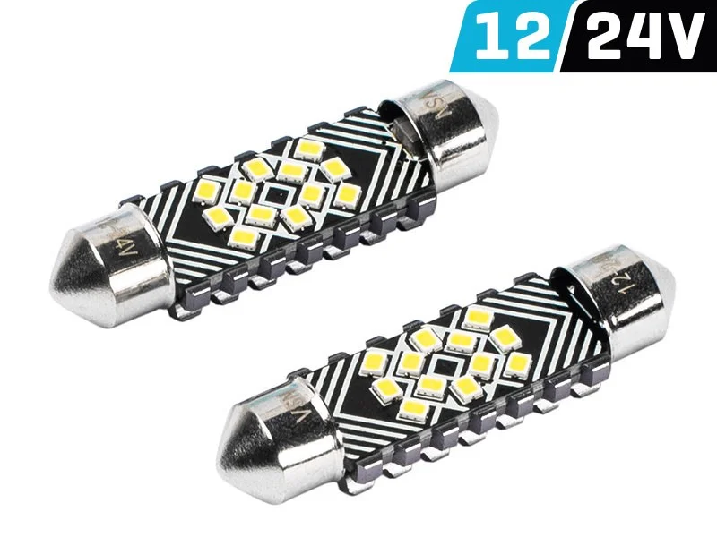 Φωτογραφία προϊόντος: VISION SV8.5 C5W 41MM CANBUS 12/24V 6500K 180o 250LMNS 12X 2016SMD SUPERWHITE 2τμχ