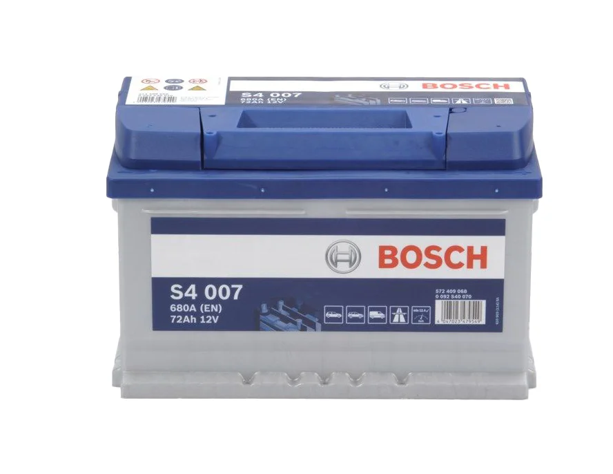 Φωτογραφία προϊόντος: Bosch S4007 – Μπαταρία Αυτοκινήτου 12V 72Ah 680A (EN) – 278×175×175 mm Δ+ (DIN L3)