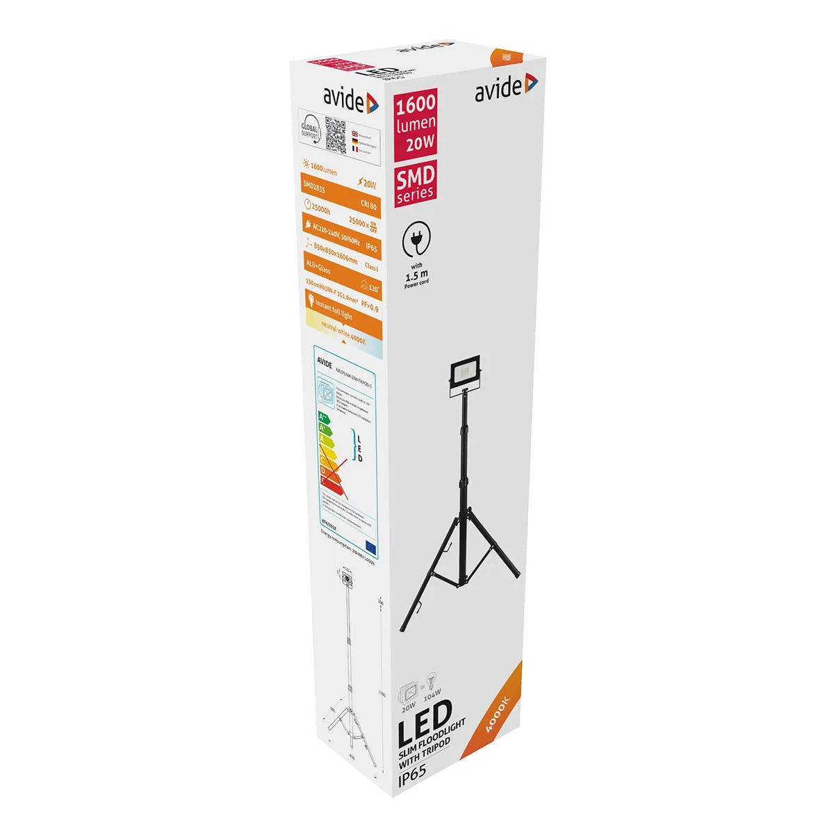 Φωτογραφία προϊόντος: Avide LED Flood Light Slim SMD 20W 4000K 1 Head With Tripod - Προβολέας LED