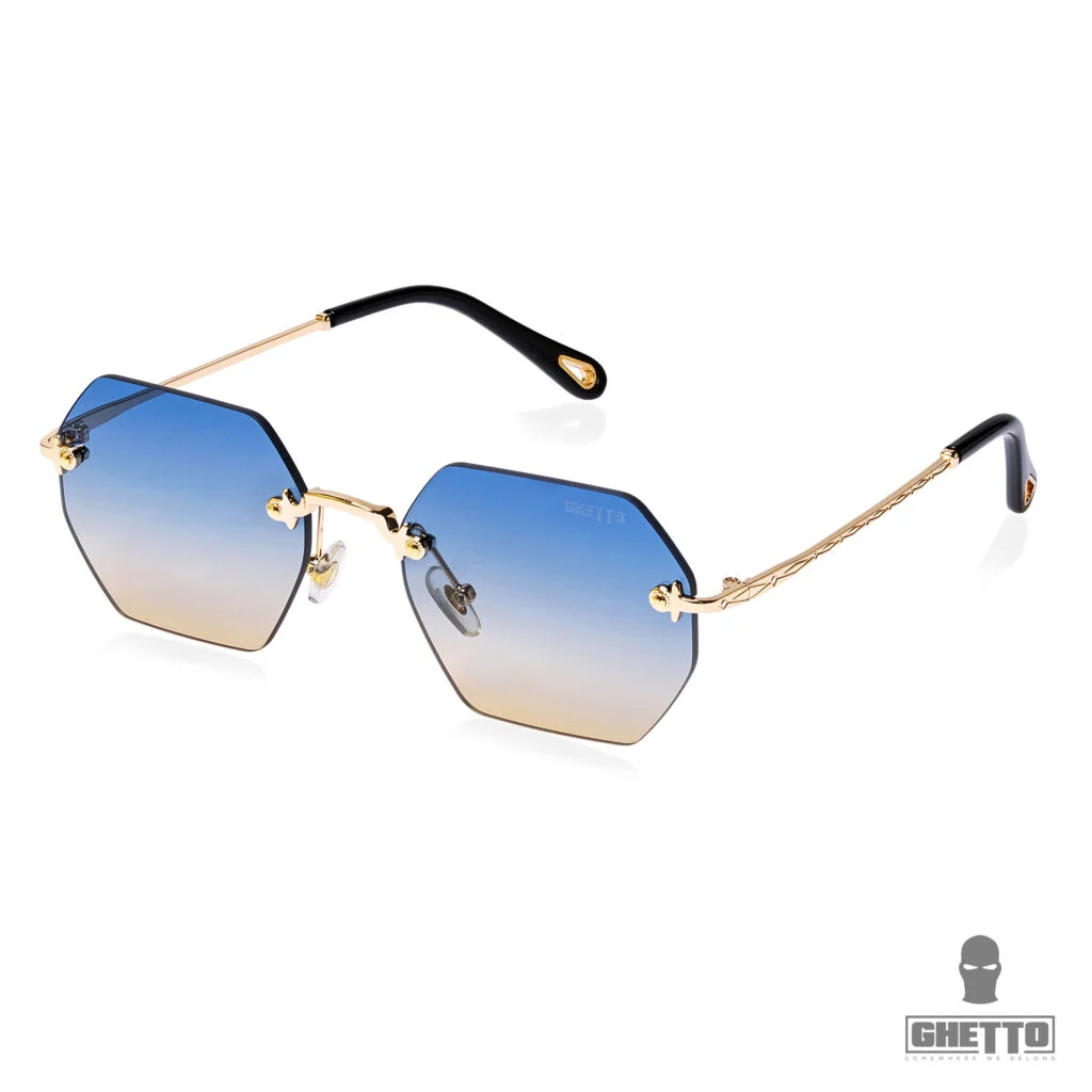 Φωτογραφία προϊόντος: Ghetto Hexagon Sunglasses Gold Frame For Women Blue Yellow
