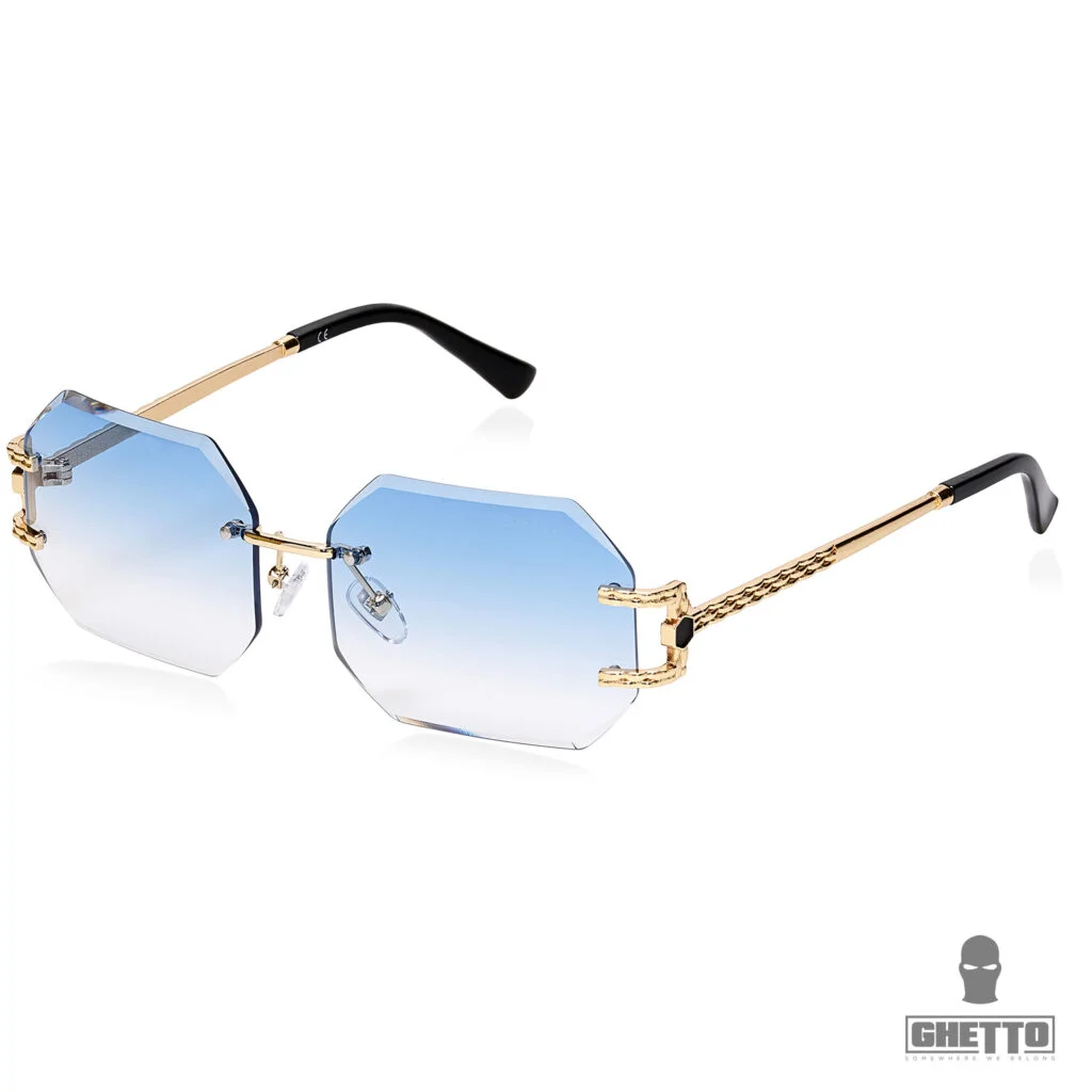 Φωτογραφία προϊόντος: Ghetto Luxury Polygon Square Gold Frame Sunglasses For Women Blue