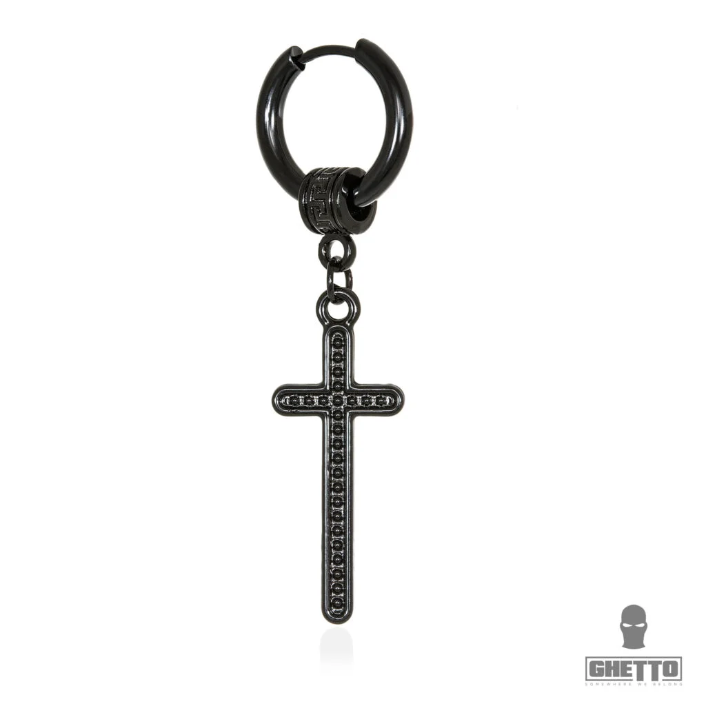 Φωτογραφία προϊόντος: Ghetto Kpop Earrings Black Cross SS 1pcs