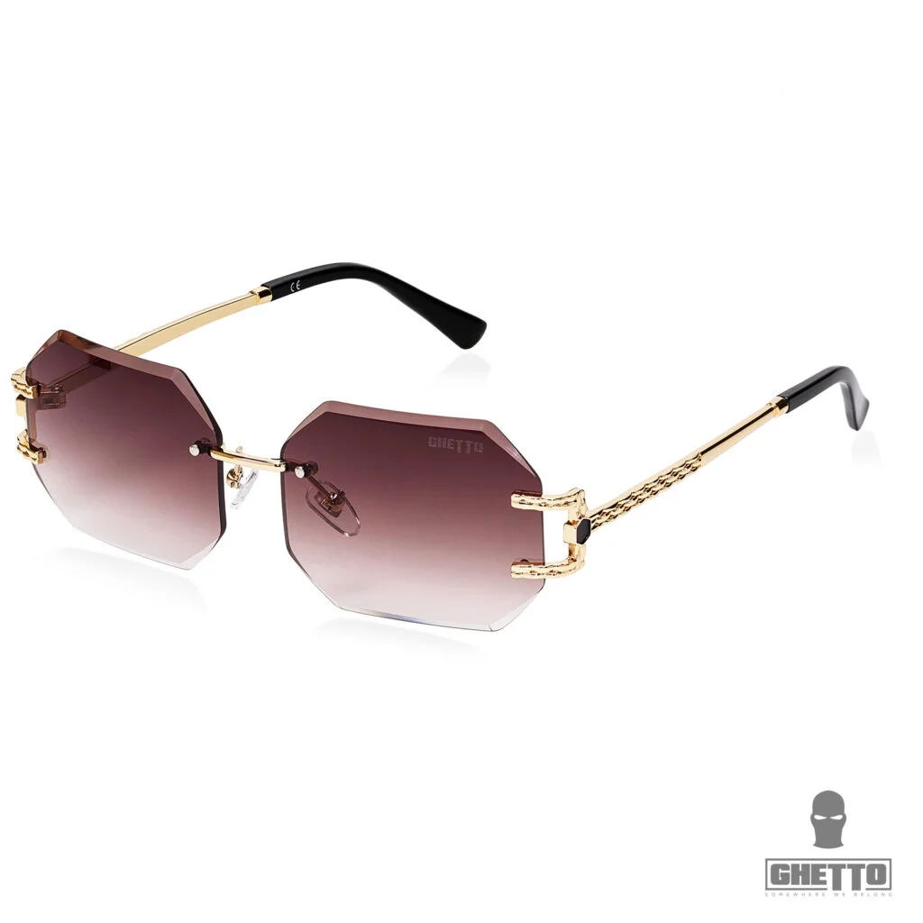 Φωτογραφία προϊόντος: Ghetto Luxury Polygon Square Gold Frame Sunglasses For Women BROWN