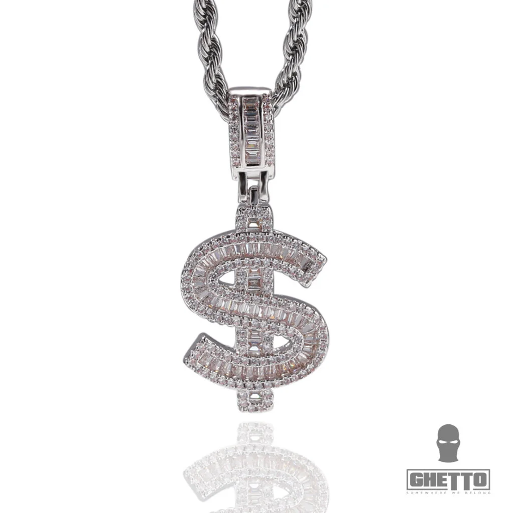 Φωτογραφία προϊόντος: Ghetto Hip Hop Pendant US Dollars Sign Necklace Silver