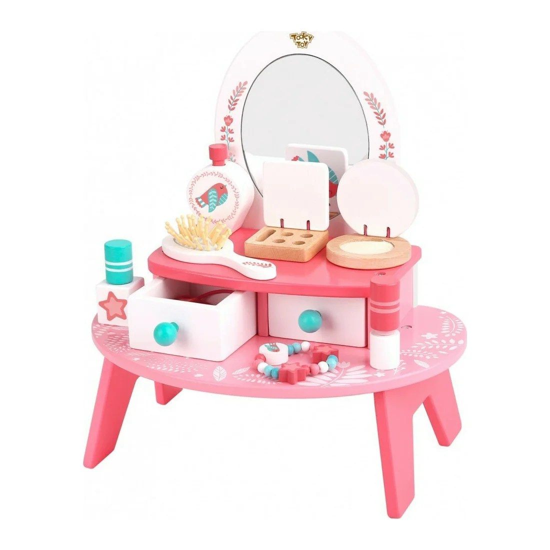 Φωτογραφία προϊόντος: Tooky Toy Ξύλινη Τουαλέτα Ομορφιάς Ροζ