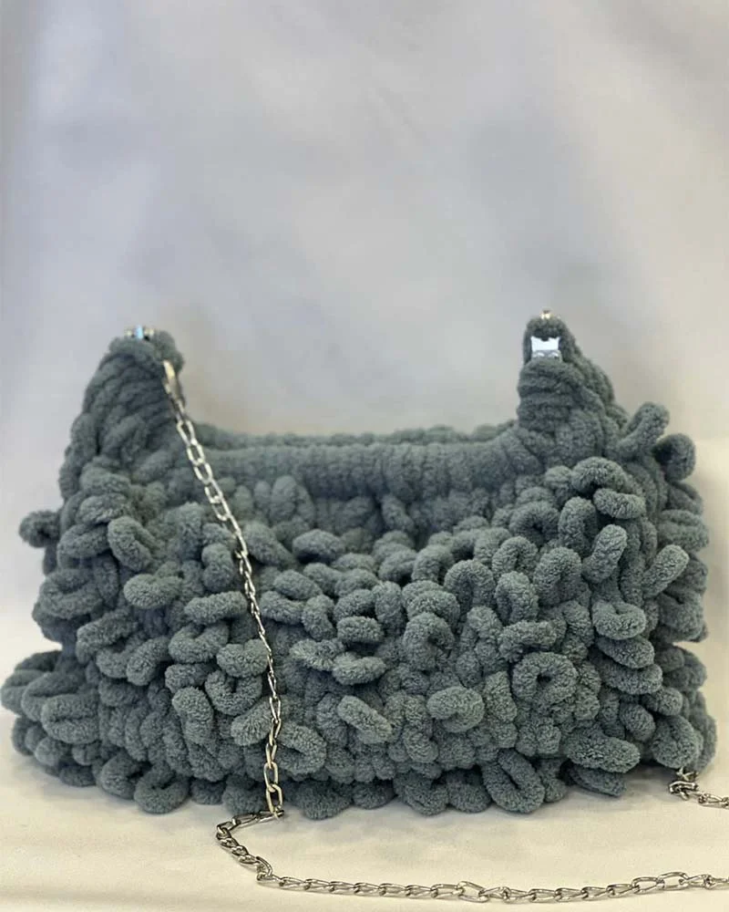 Φωτογραφία προϊόντος: SOU PUFFY CLUTCH BAG ΜΕ ΦΟΔΡΑ +amp; ΑΛΥΣΙΔΑ (ΓΚΡΙ)