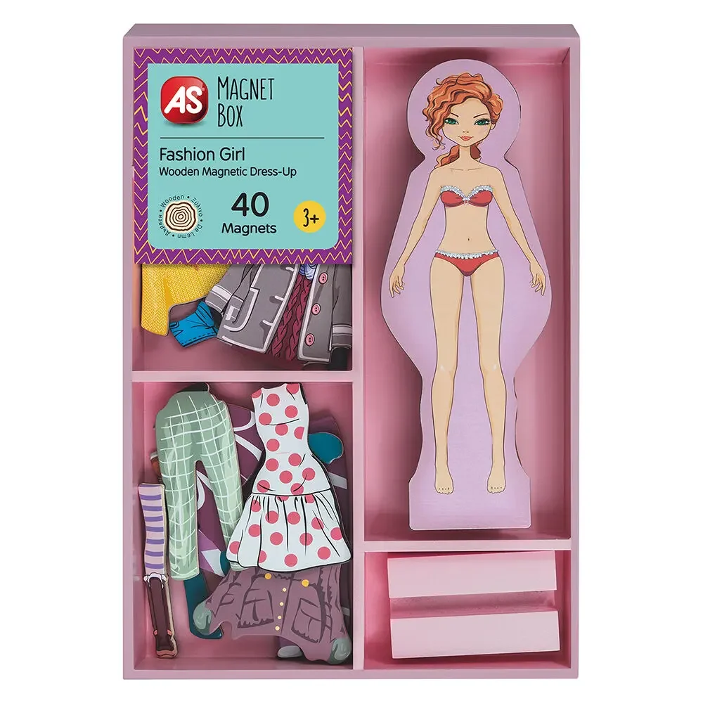 Φωτογραφία προϊόντος: AS Magnet Box Fashion Girl Dress-Up 40 Εκπαιδευτικοί Ξύλινοι Μαγνήτες