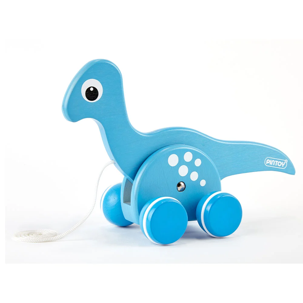 Φωτογραφία προϊόντος: Pin Toys Ξύλινη τρεχαλίτσα δεινόσαυρος Βραχιόσαυρος από μασίφ καουτσουκόδεντρο