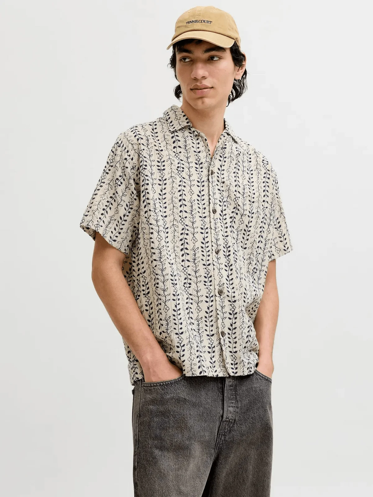 Φωτογραφία προϊόντος: Jack & Jones Βαμβακερό Relaxed Fit κοντομάνικο πουκάμισο Jack&Jones μπέζ χρώμα